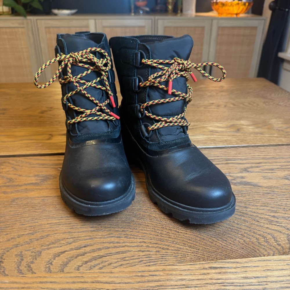 Women's Sorel Black Lennox Leather Waterproof Lace Up Outdoor Duck‎ Boots Size 9 - Picture 4 of 10